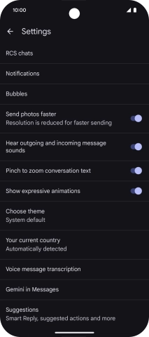 Press Gemini in Messages. Press Gemini in Messages.