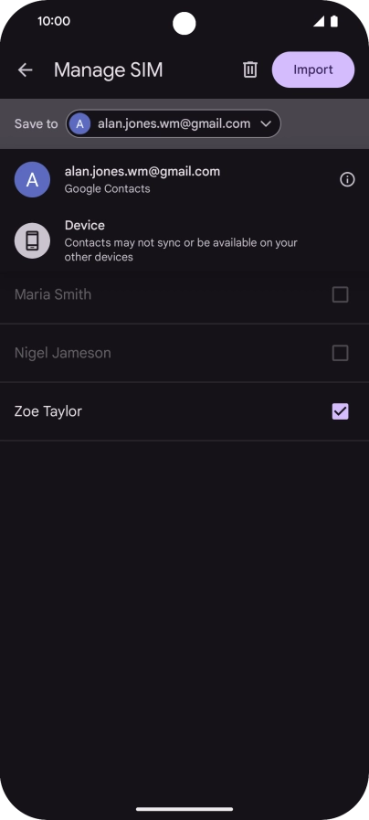 Press the required Google account. Press the required Google account.