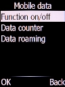 Select Function on/off and press the Left selection key.