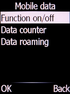Select Function on/off and press the Left selection key.