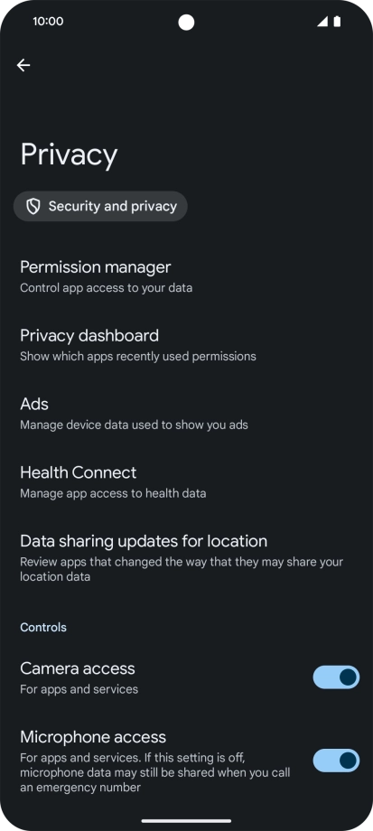 Press Privacy dashboard.