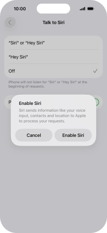 Press Enable Siri.