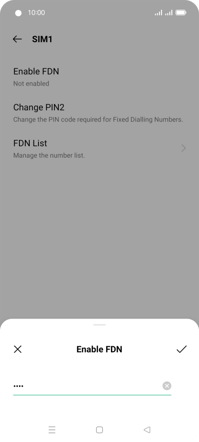 Key in the PIN2 and press the confirm icon. The default PIN2 is 1111. Key in the PIN2 and press the confirm icon. The default PIN2 is 1111.