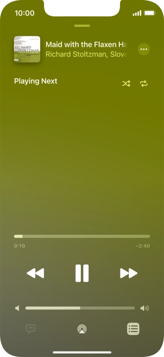 Press the shuffle icon to turn the function on or off. Press the shuffle icon to turn the function on or off.