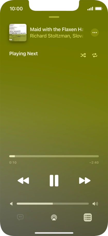Press the shuffle icon to turn the function on or off. Press the shuffle icon to turn the function on or off.
