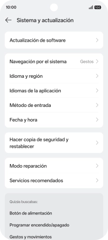 Pulsa Hacer copia de seguridad y restablecer.