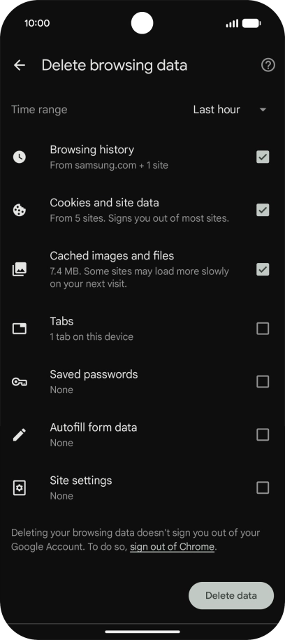 Press the fields next to the required data types. Press the fields next to the required data types.