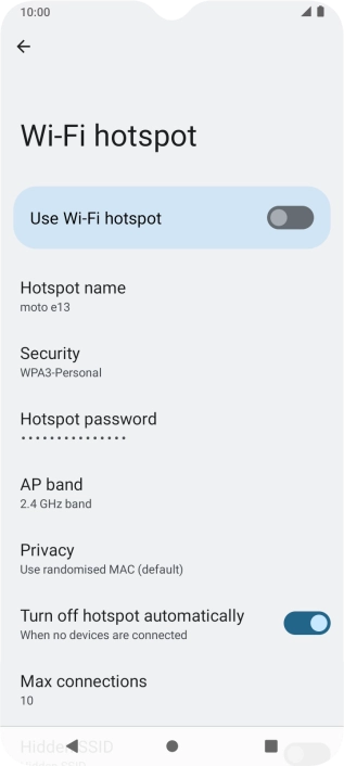 Press Hotspot password. Press Hotspot password.