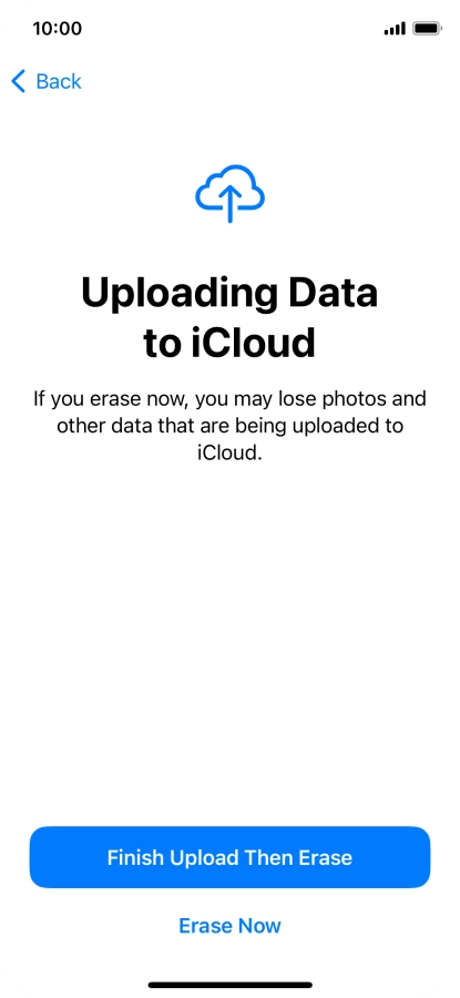 Press the required setting. Press the required setting.