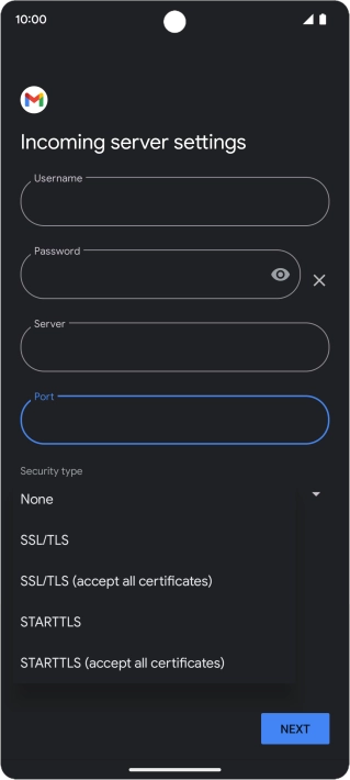 Press SSL/TLS. Press SSL/TLS.