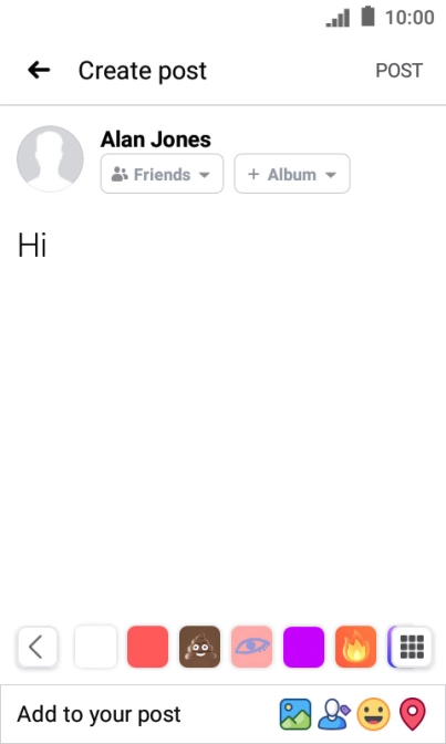 Write the required text and press POST. Write the required text and press POST.