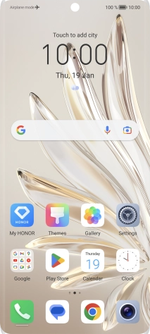 The flight mode icon shows that flight mode is turned on.