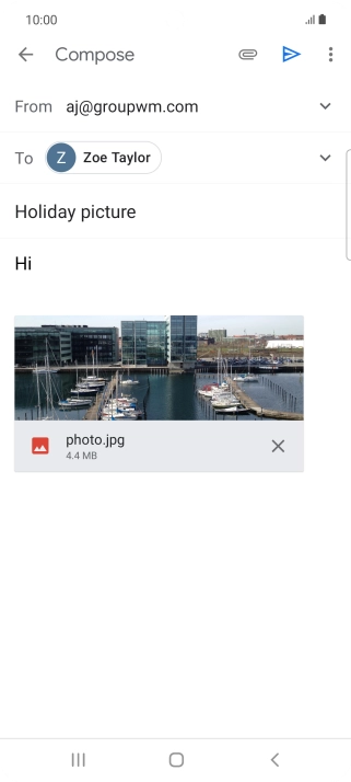 Press the send icon when you've finished your email message.