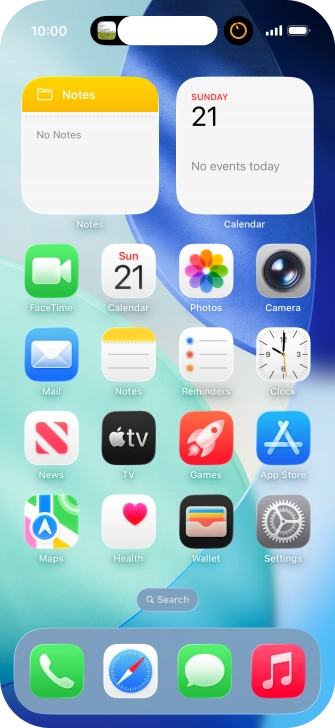 If you have a running application in Dynamic Island, it's displayed at the top of the screen. If you have a running application in Dynamic Island, it's displayed at the top of the screen.