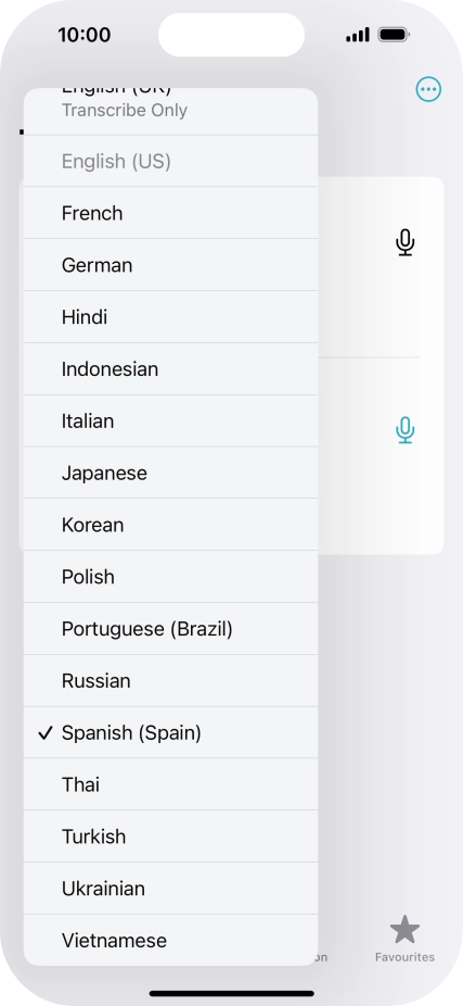 Press the required target language.