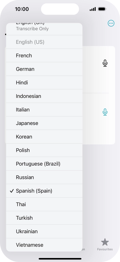Press the required target language. Press the required target language.