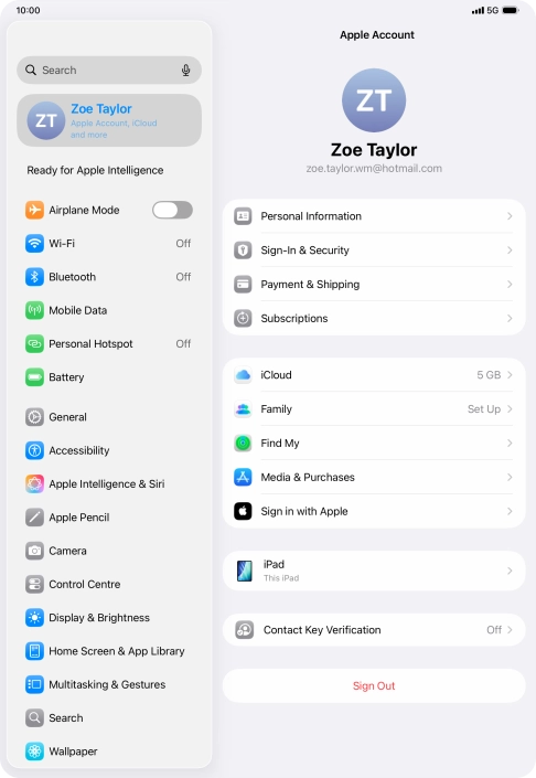 Press iCloud.
