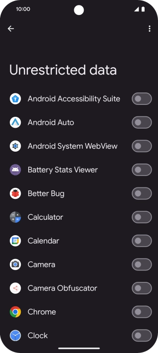 Press the indicators next to the required apps to turn the function on or off. Press the indicators next to the required apps to turn the function on or off.