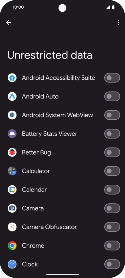 Press the indicators next to the required apps to turn the function on or off. Press the indicators next to the required apps to turn the function on or off.