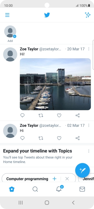 Press the new tweet icon. Press the new tweet icon.