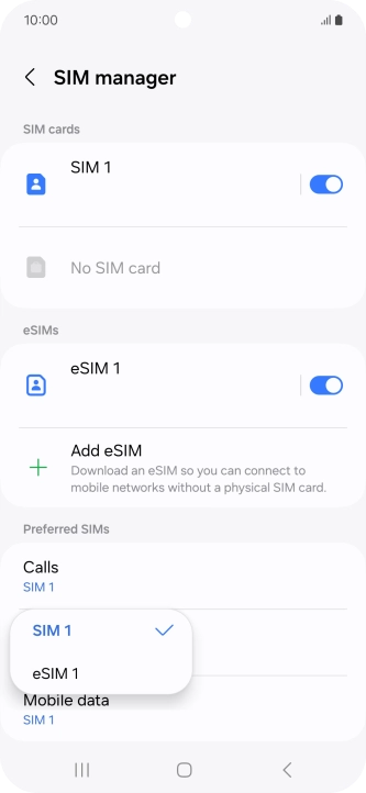 Press the required SIM. Press the required SIM.