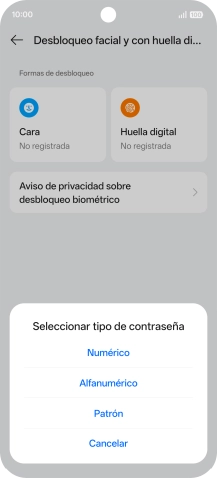 Pulsa el código de seguridad deseado. Pulsa el código de seguridad deseado.
