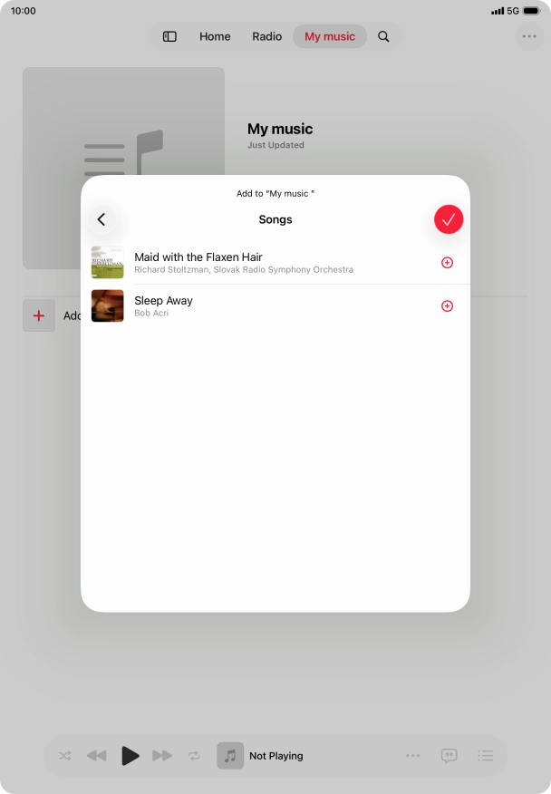 Go to the required category and press the add icon next to the required audio file.