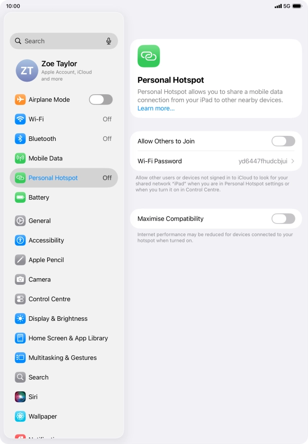 Press Wi-Fi Password and key in the required password. Press Wi-Fi Password and key in the required password.