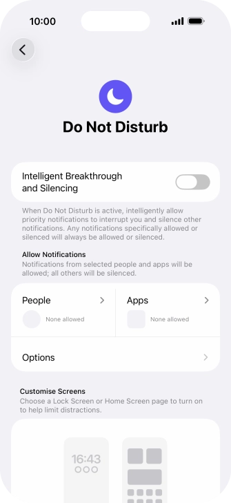 Press People and follow the instructions on the screen to select which contacts you would like to receive calls and notifications from when Do Not Disturb is turned on. Press People and follow the instructions on the screen to select which contacts you would like to receive calls and notifications from when Do Not Disturb is turned on.