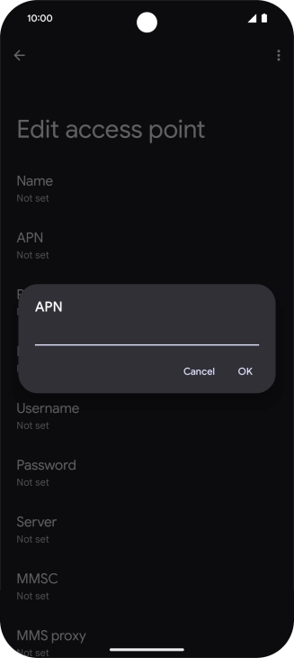 Key in wap.vodafone.co.uk and press OK.