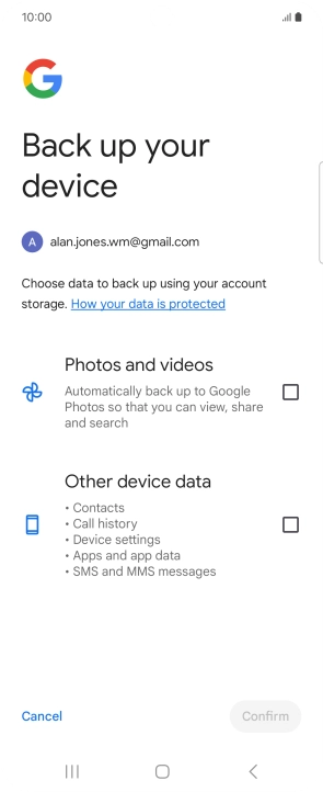 Press the fields next to the required data types to select them.