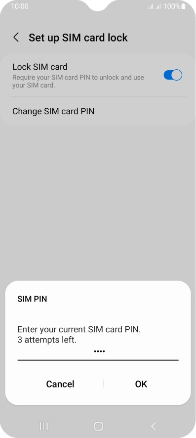 Key in your current PIN and press OK. Key in your current PIN and press OK.