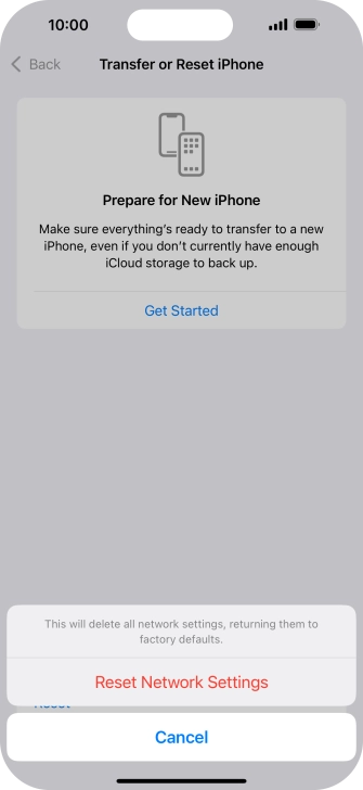 Press Reset Network Settings. Press Reset Network Settings.