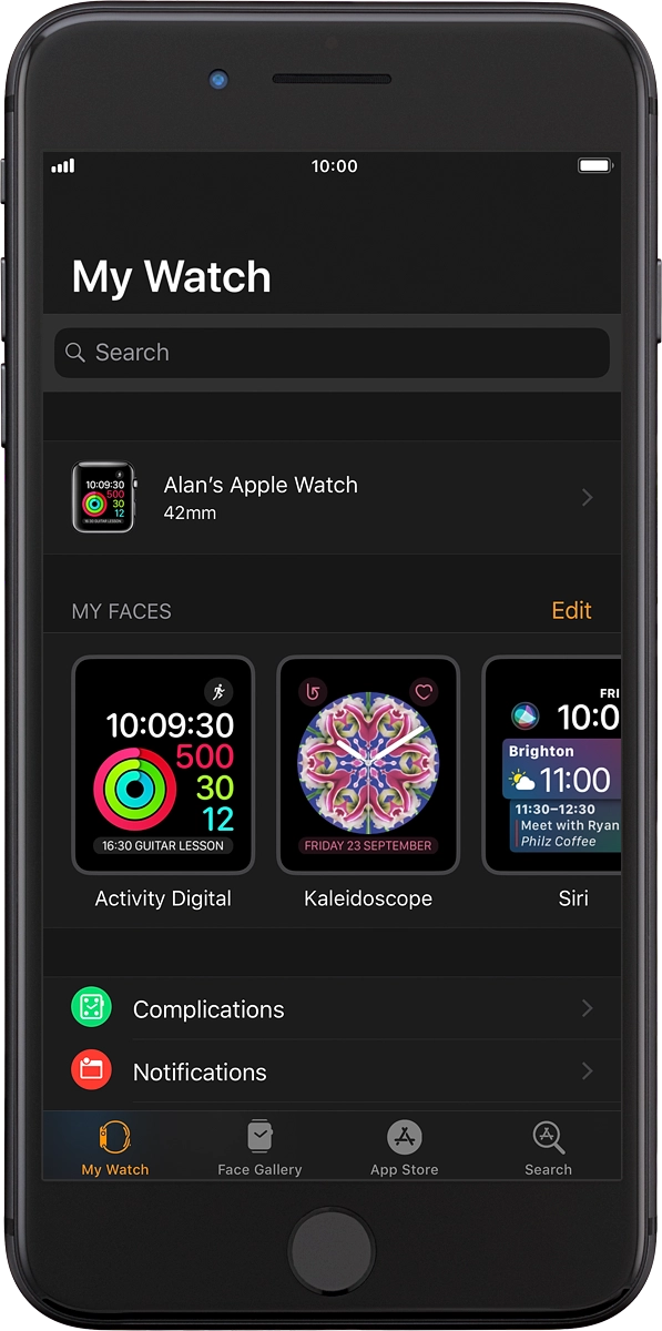 On your phone: Press My Watch.