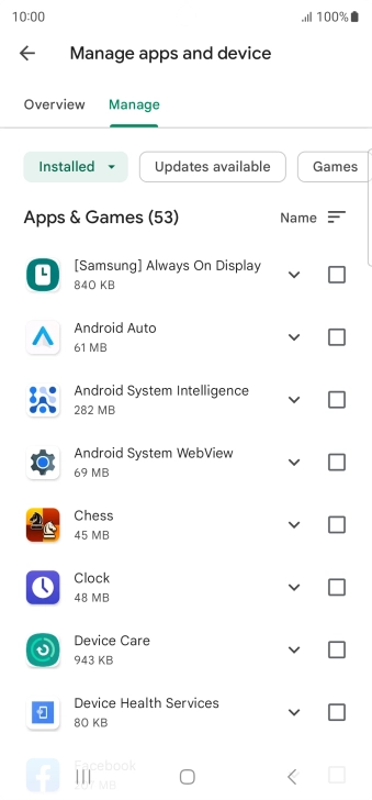 Press the required app. Press the required app.