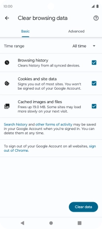 Press Clear data.