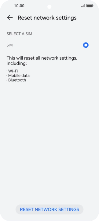 Press RESET NETWORK SETTINGS.