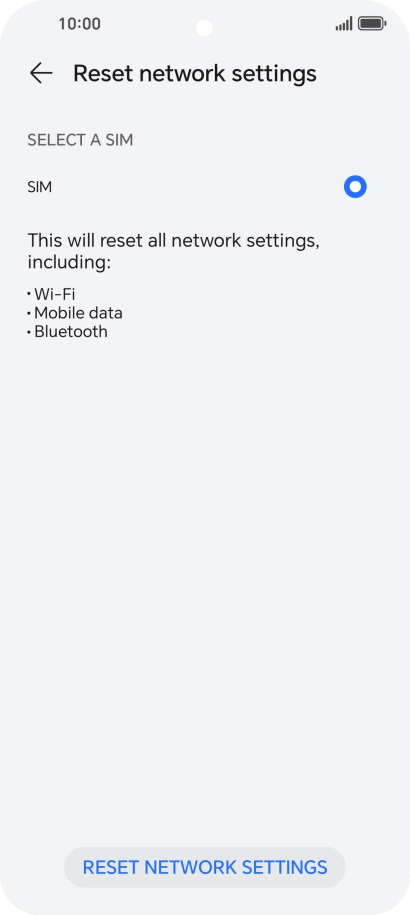 Press RESET NETWORK SETTINGS.