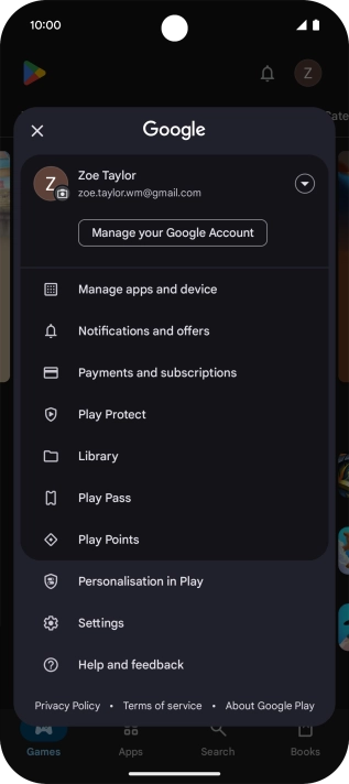 Press Manage apps and device. Press Manage apps and device.