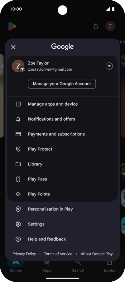 Press Manage apps and device. Press Manage apps and device.