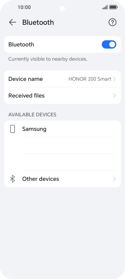 Press the required Bluetooth device and follow the instructions on the screen to pair the device with your phone. Press the required Bluetooth device and follow the instructions on the screen to pair the device with your phone.