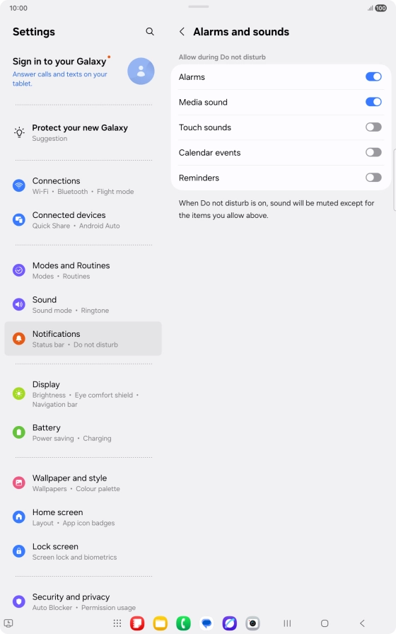 Press the indicators to turn sound and vibration for the selected functions on or off. Press the indicators to turn sound and vibration for the selected functions on or off.