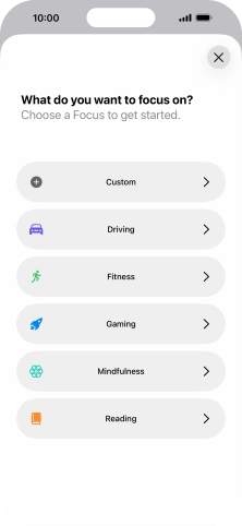 Press the required focus mode and follow the instructions on the screen to add the selected focus mode. Press the required focus mode and follow the instructions on the screen to add the selected focus mode.