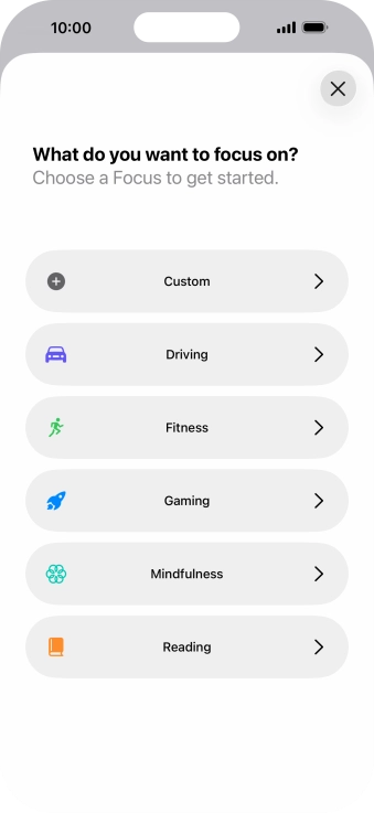 Press the required focus mode and follow the instructions on the screen to add the selected focus mode. Press the required focus mode and follow the instructions on the screen to add the selected focus mode.
