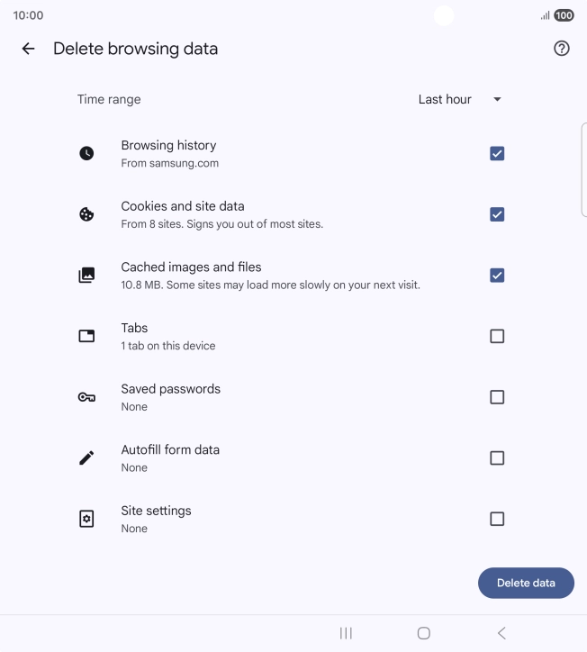 Press the fields next to the required data types. Press the fields next to the required data types.