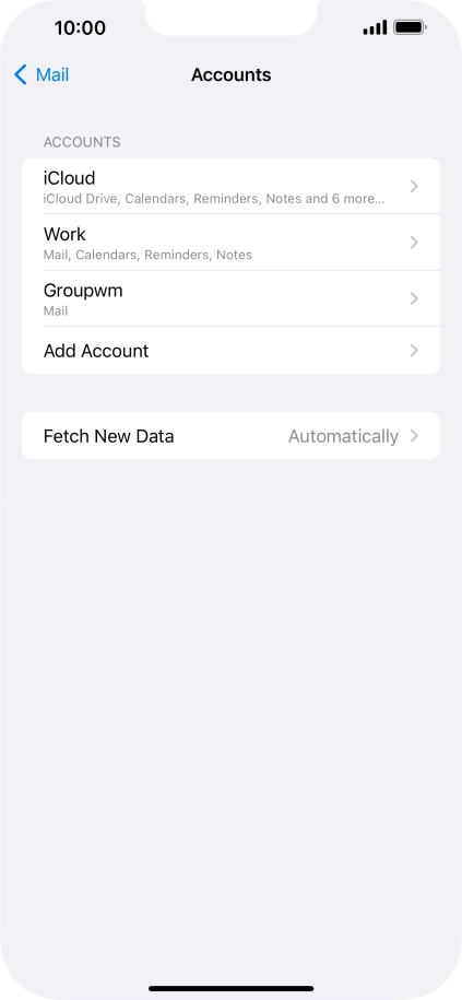 Press the name of the email account you've just set up. Press the name of the email account you've just set up.