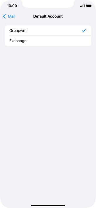 Press the required email account to select the email account as your default account. Press the required email account to select the email account as your default account.