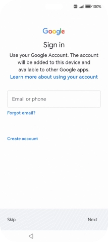 Press Email or phone and key in the username for your Google account. Press Email or phone and key in the username for your Google account.