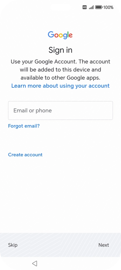 Press Email or phone and key in the username for your Google account. Press Email or phone and key in the username for your Google account.