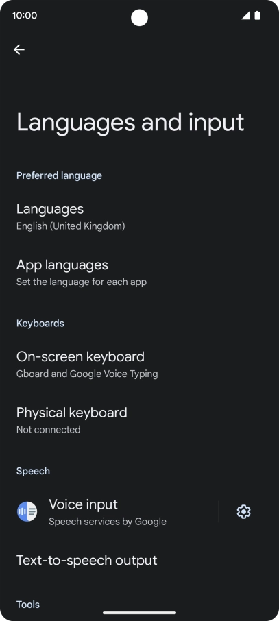 Press Languages.